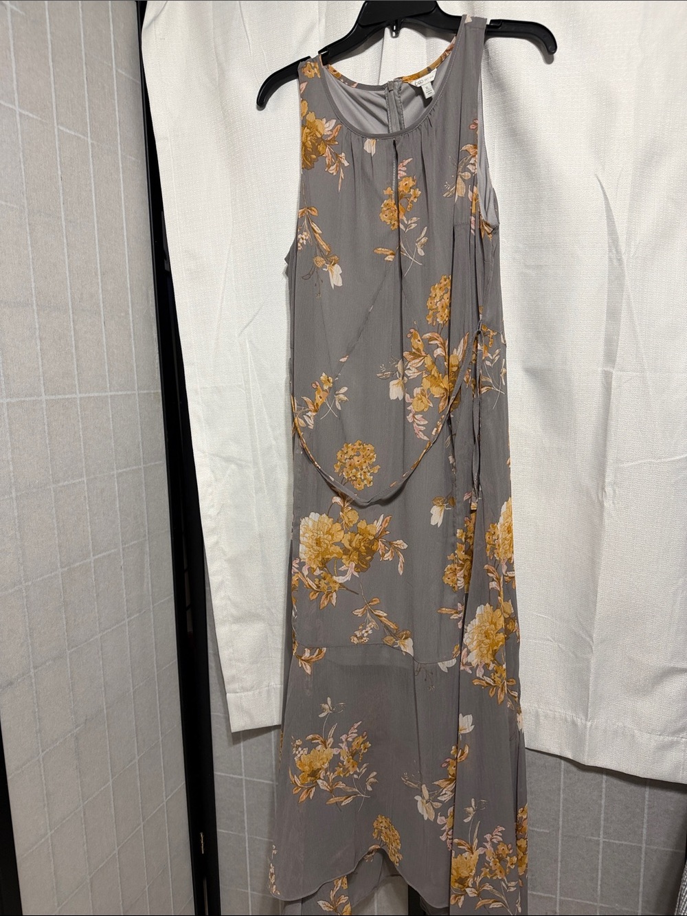 Cato Gray Maxi Dress with Yellow Floral Print